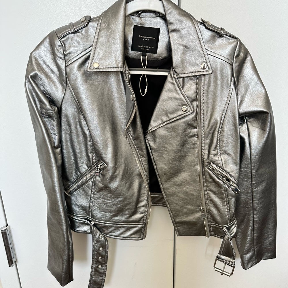 Zara Silver Leather jacket